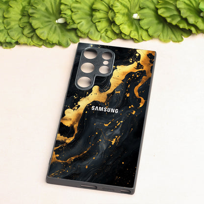 Black Gold Blaze  metal back case for Samsung S24 Plus