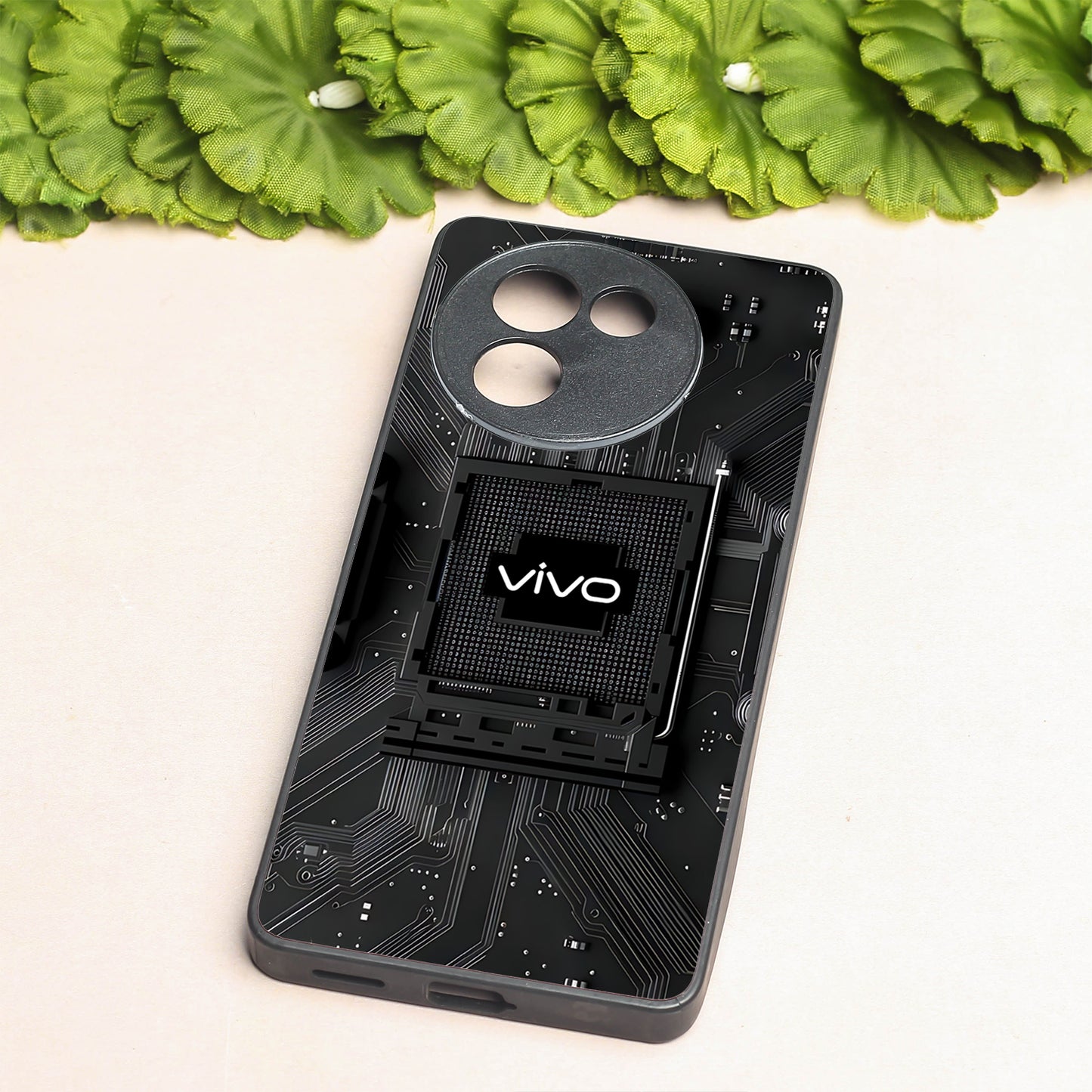 Microchip metal back case for Vivo T3X