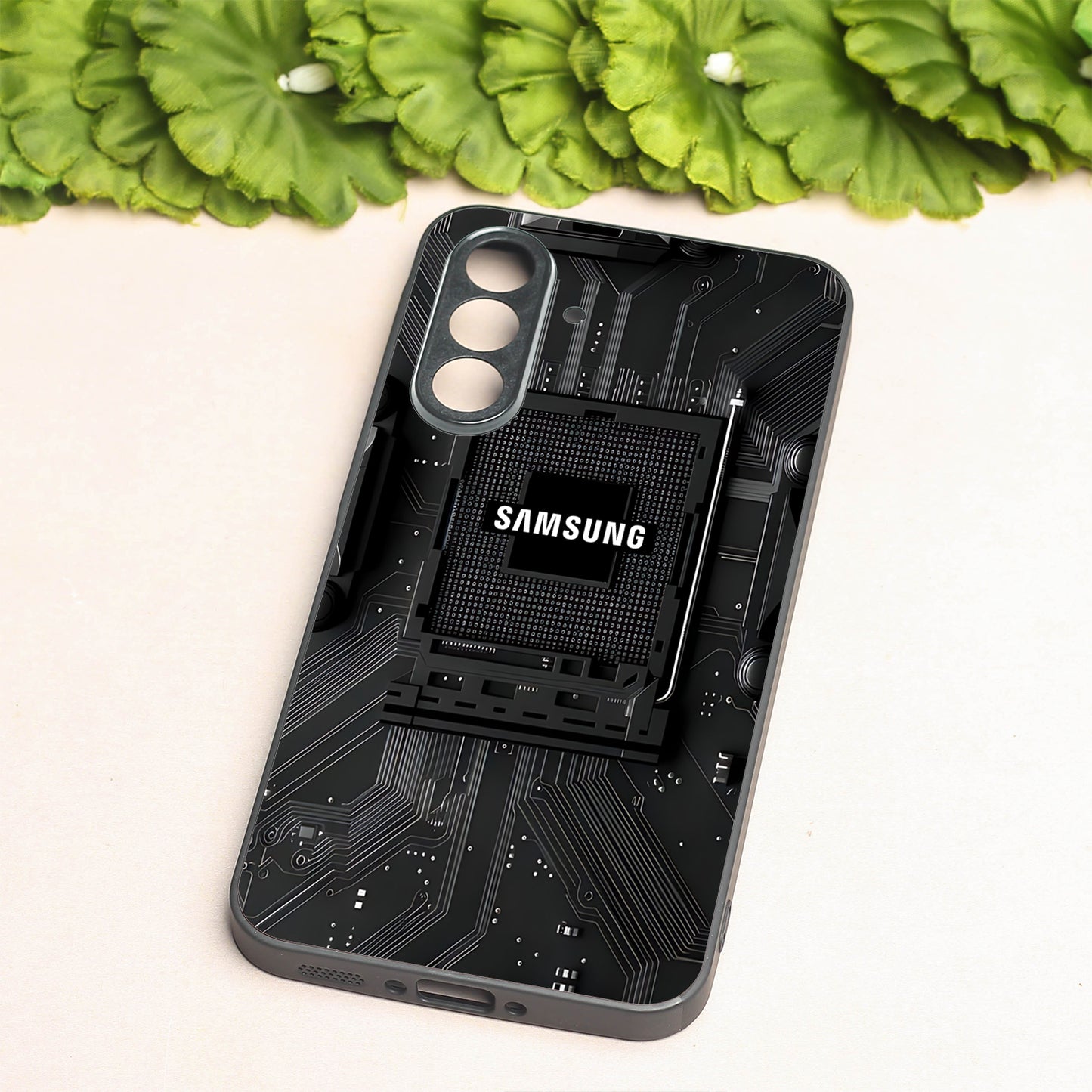 Microchip metal back case for Samsung A56