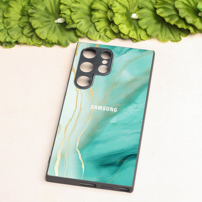 Green Luxe Marble metal back case for Samsung S24 Plus