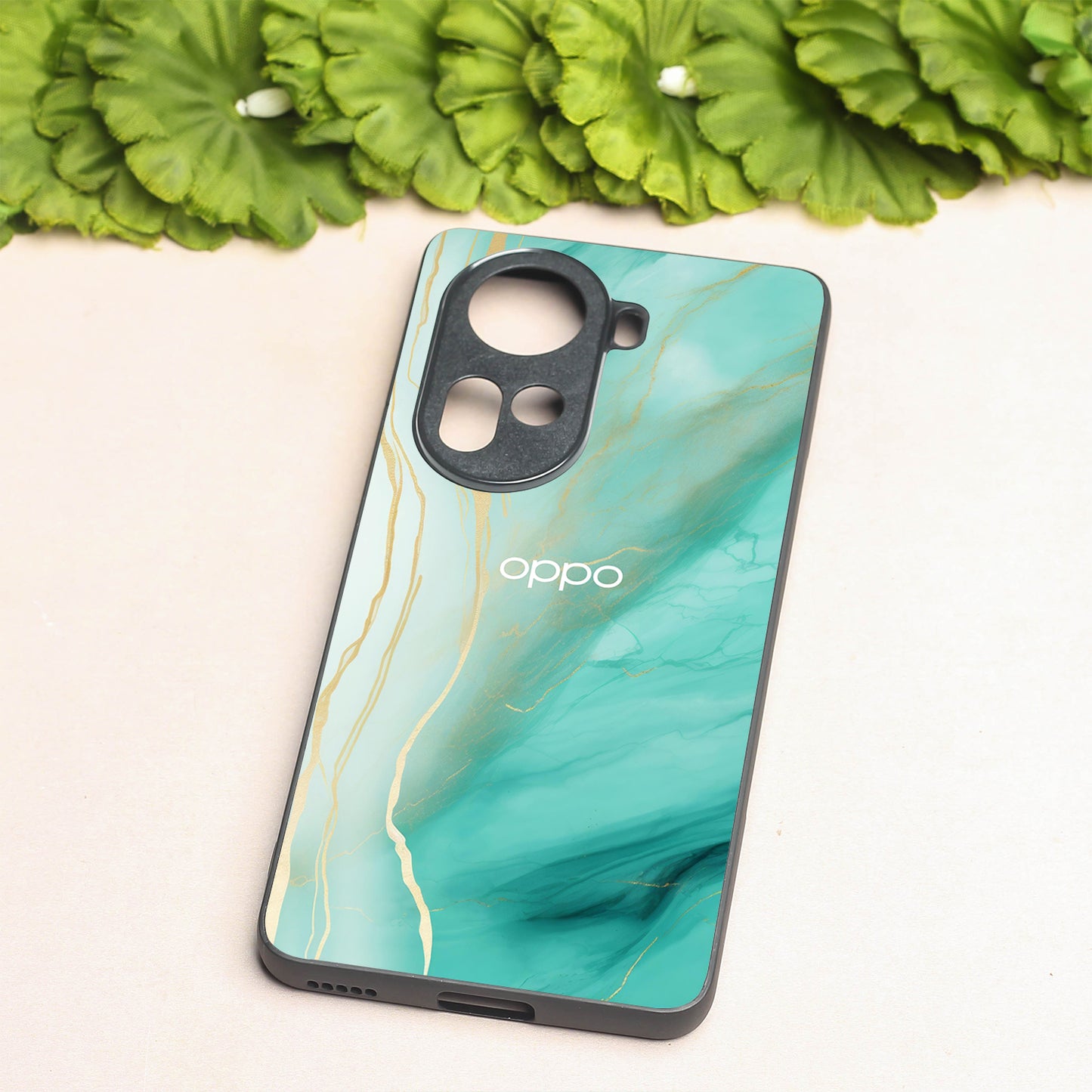 Green Luxe Marble metal back case for Oppo Reno 11