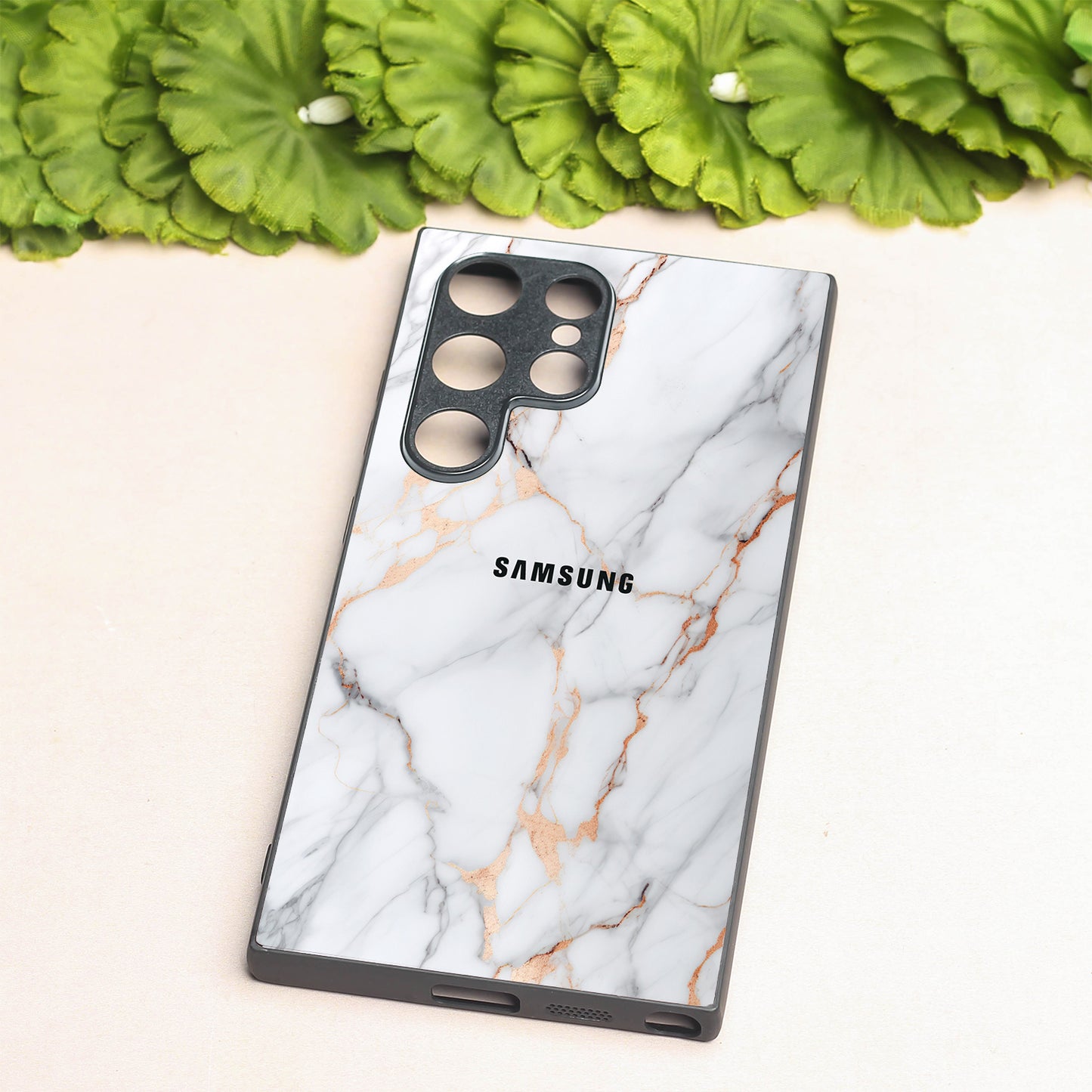 Copper Luxe Marble metal back case for Samsung S24 Plus