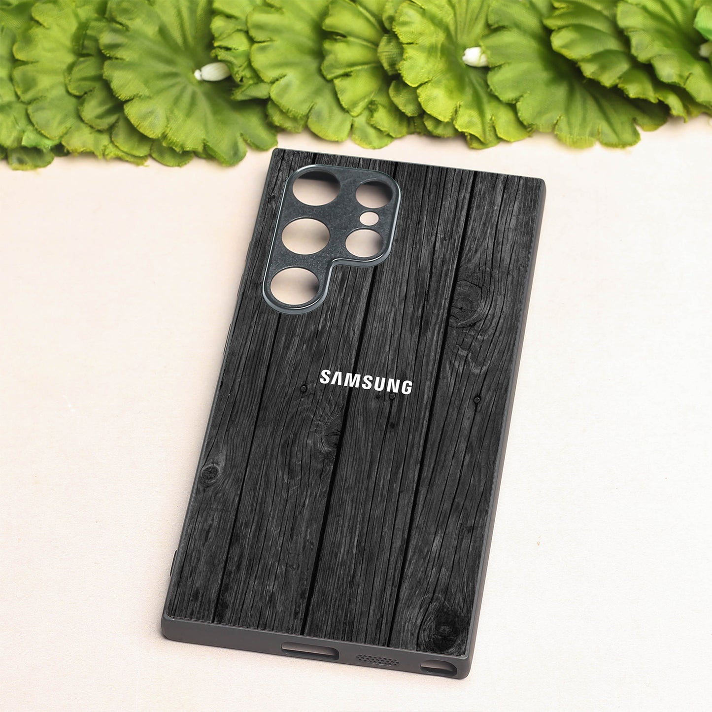 Dark Wood metal back case for Samsung S24 Plus