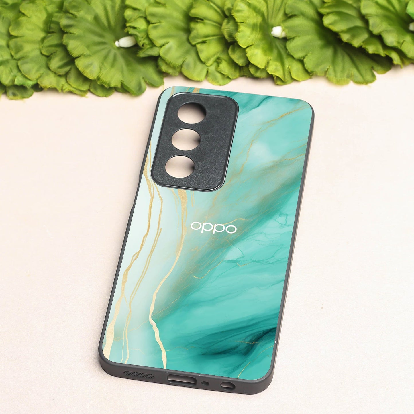 Green Luxe Marble metal back case for Oppo A3 Pro 5g