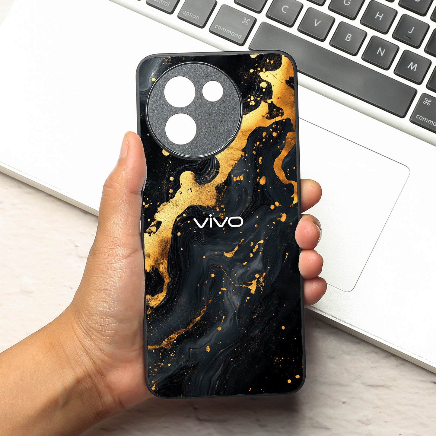 Black Gold Blaze  metal back case for Vivo T3X