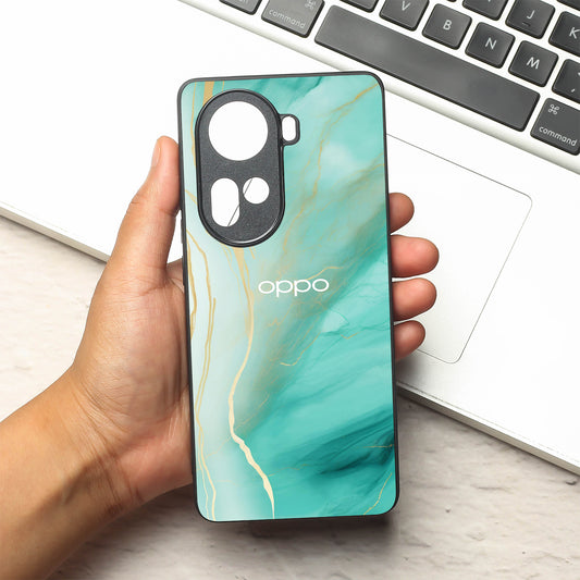 Green Luxe Marble metal back case for Oppo Reno 11