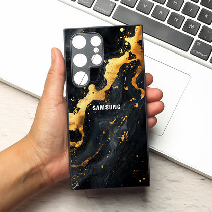 Black Gold Blaze  metal back case for Samsung S24 Plus