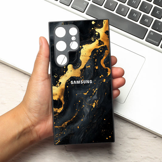 Black Gold Blaze  metal back case for Samsung S24 Plus