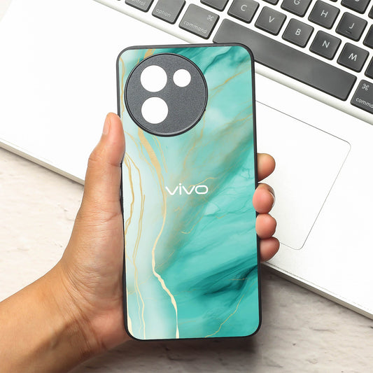 Green Luxe Marble metal back case for Vivo Y200i