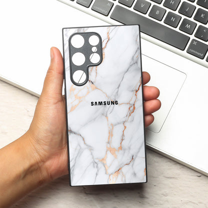 Copper Luxe Marble metal back case for Samsung S24 Plus