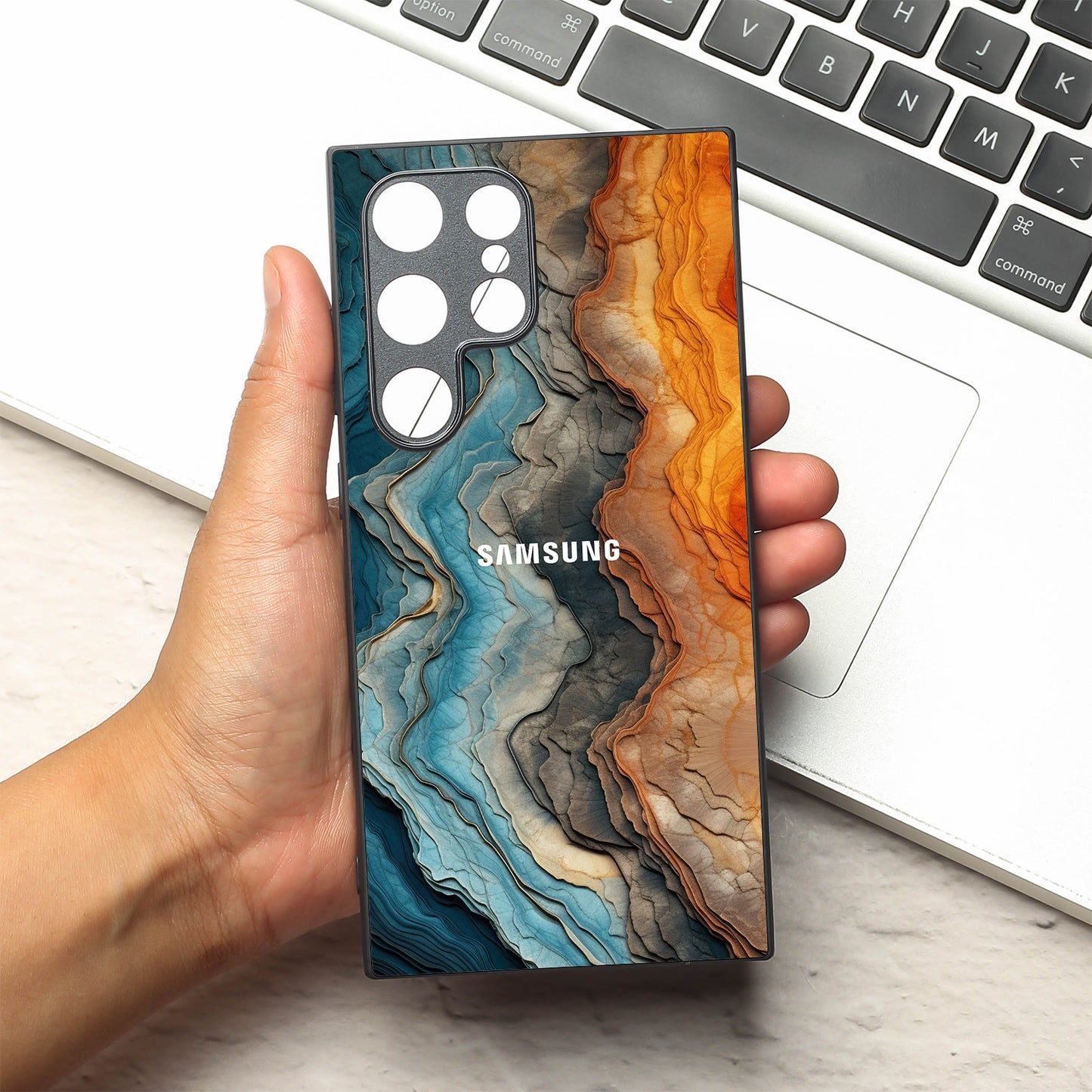 Layered Marble metal back case for Samsung S24 Plus