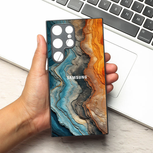 Layered Marble metal back case for Samsung S24 Plus