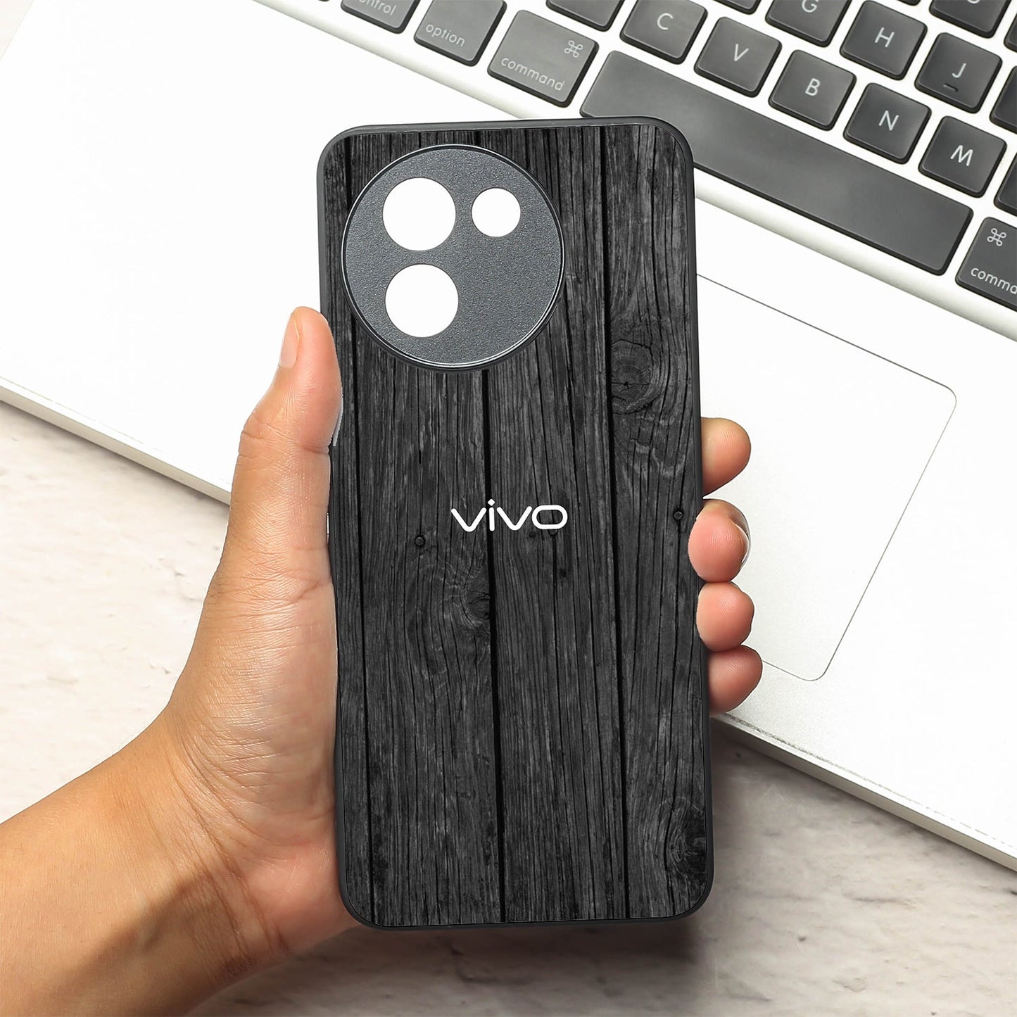 Dark Wood metal back case for Vivo Y58