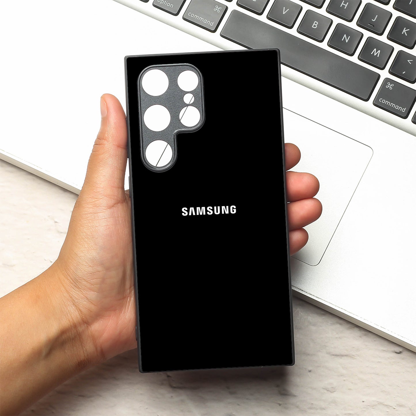 Black metal back case for Samsung S24 Plus