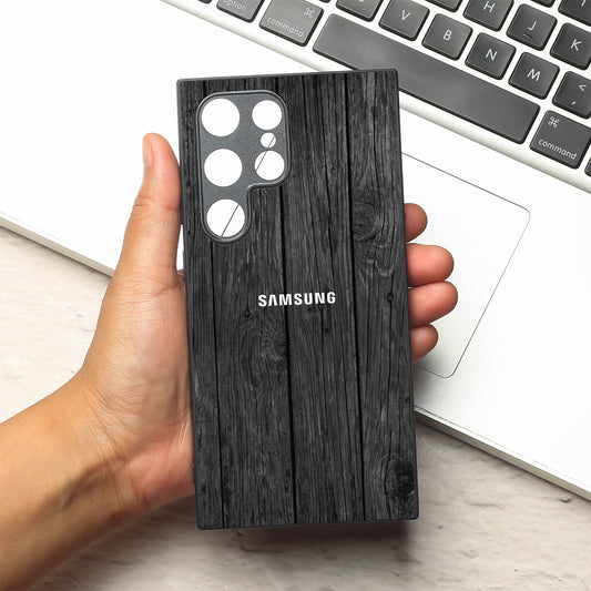 Dark Wood metal back case for Samsung S24 Plus