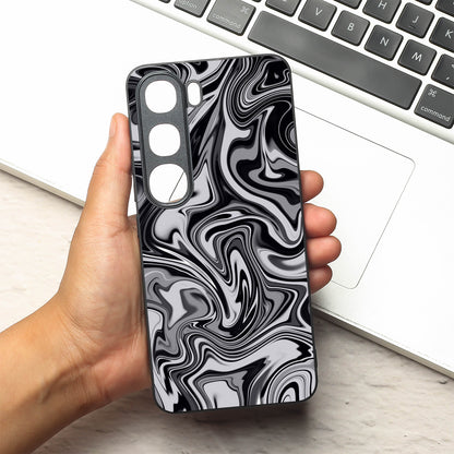 Blackout Marble metal back case for Vivo V40 Lite