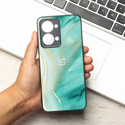 Green Luxe Marble metal back case for Oneplus Nord 2T
