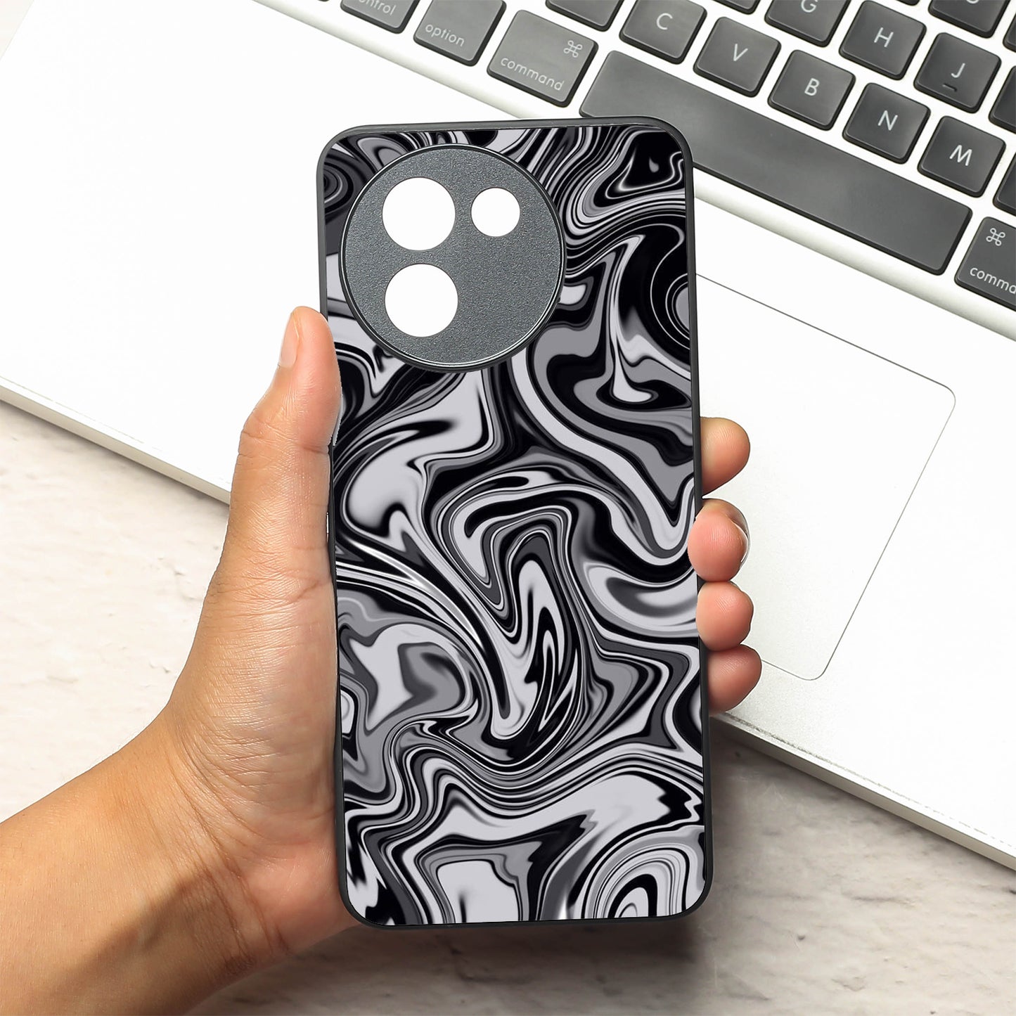 Blackout Marble metal back case for Vivo T3X
