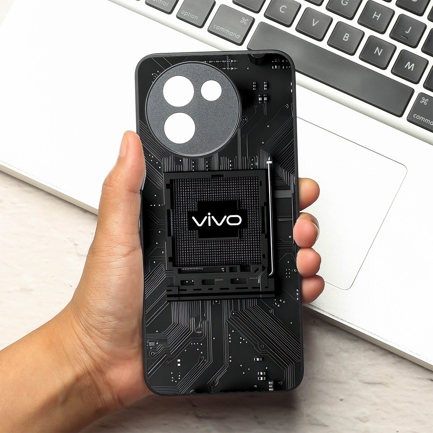 Microchip metal back case for Vivo T3X