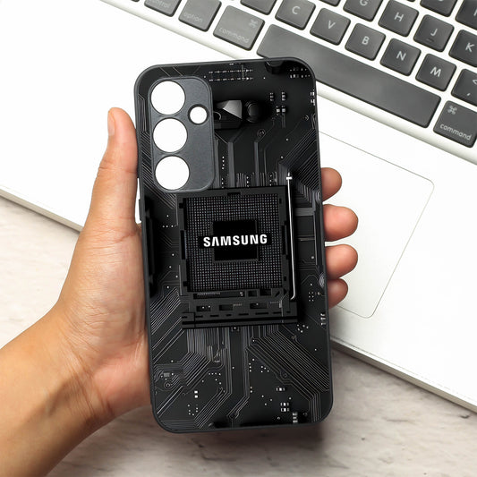 Microchip metal back case for Samsung A35