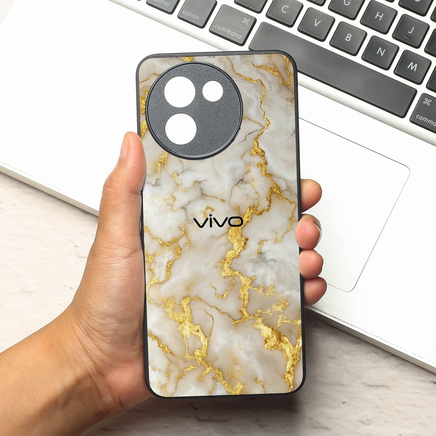 Gold Vein Glory metal back case for Vivo Y58