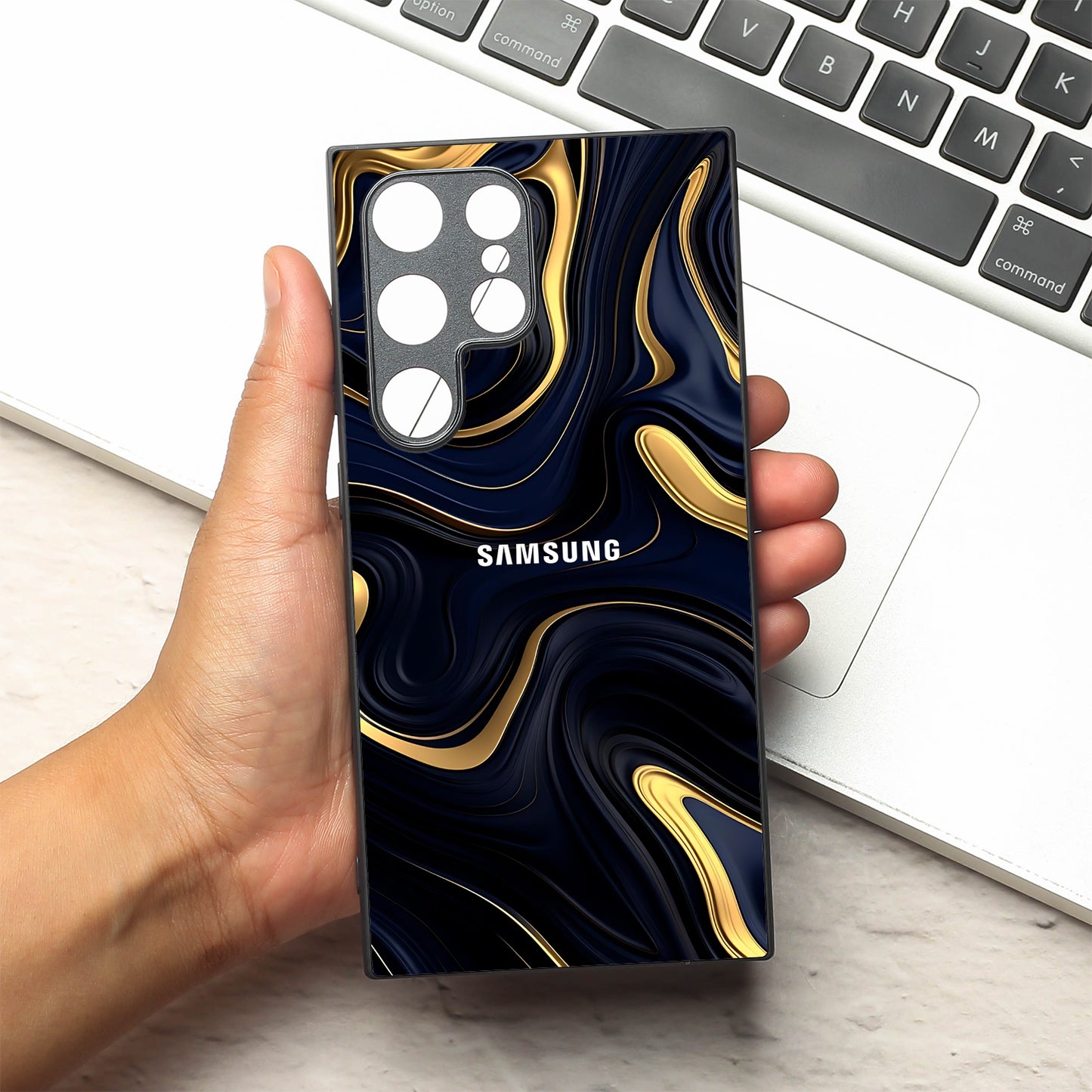 Noir Gold metal back case for Samsung S24 Plus