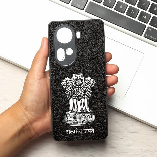 Black Satyamev Jayate metal back case for Oppo Reno 11