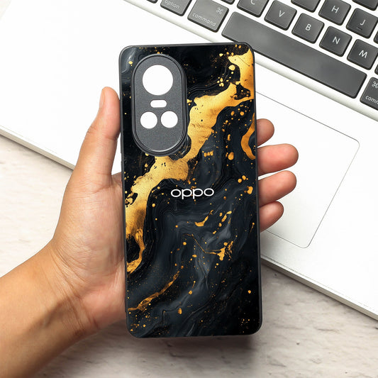 Black Gold Blaze  metal back case for Oppo Reno 10 Pro
