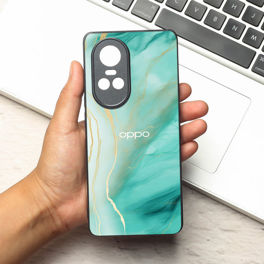 Green Luxe Marble metal back case for Oppo Reno 10