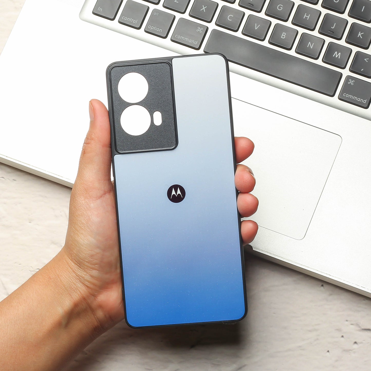 Blue Gradient metal back case for Motorola Edge 50 Fusion