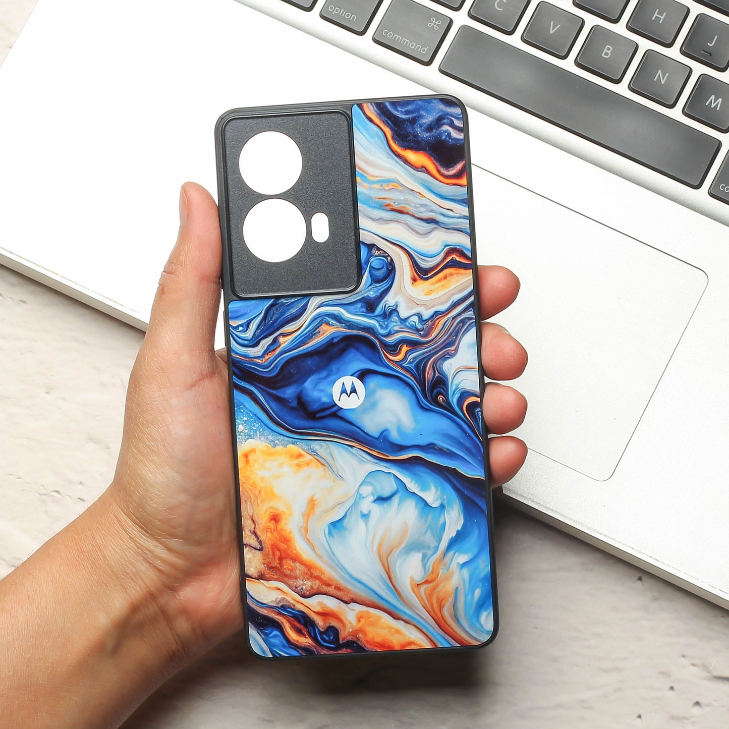 Blue Opulent metal back case for Moto G85