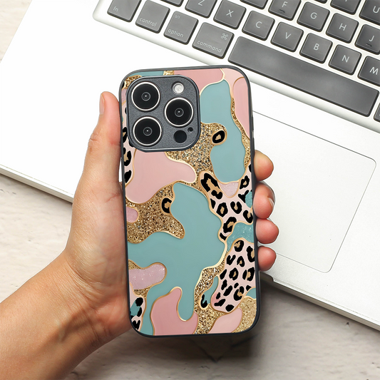 Leopard Luxe metal back case for Apple Iphone 15 Pro