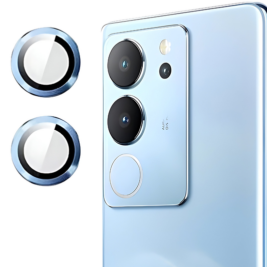 Sierra Blue Metallic camera ring lens guard for Vivo V29 Pro