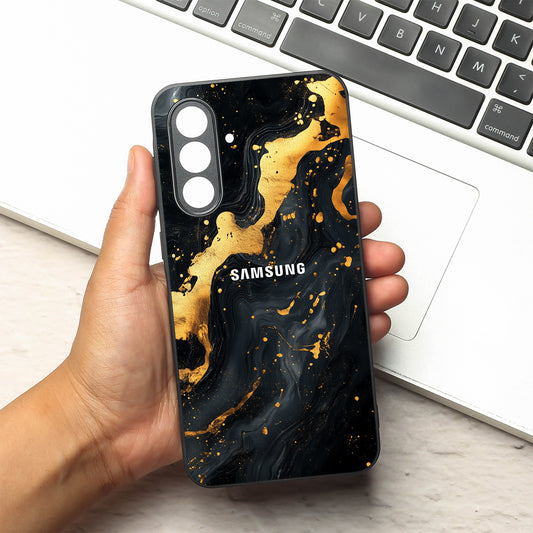 Black Gold Blaze  metal back case for Samsung A56