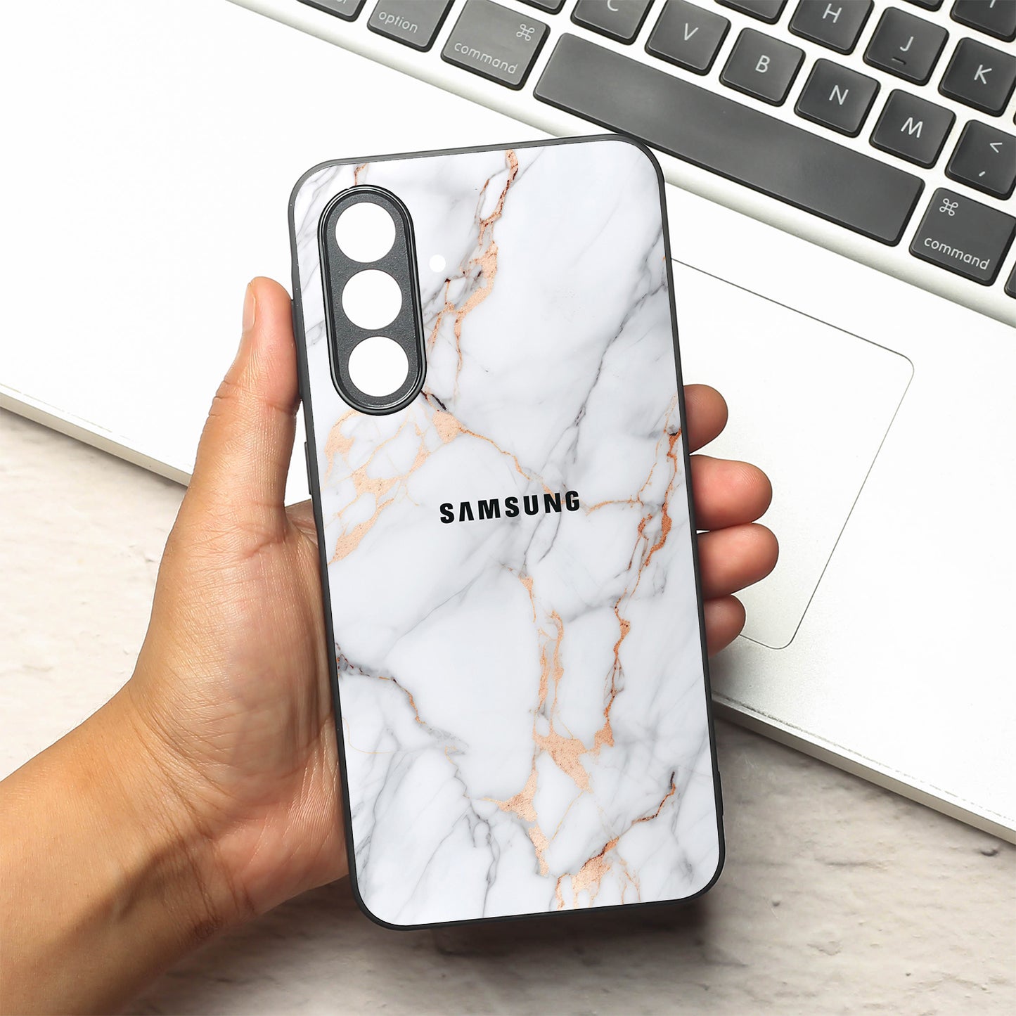 Copper Luxe Marble metal back case for Samsung A56