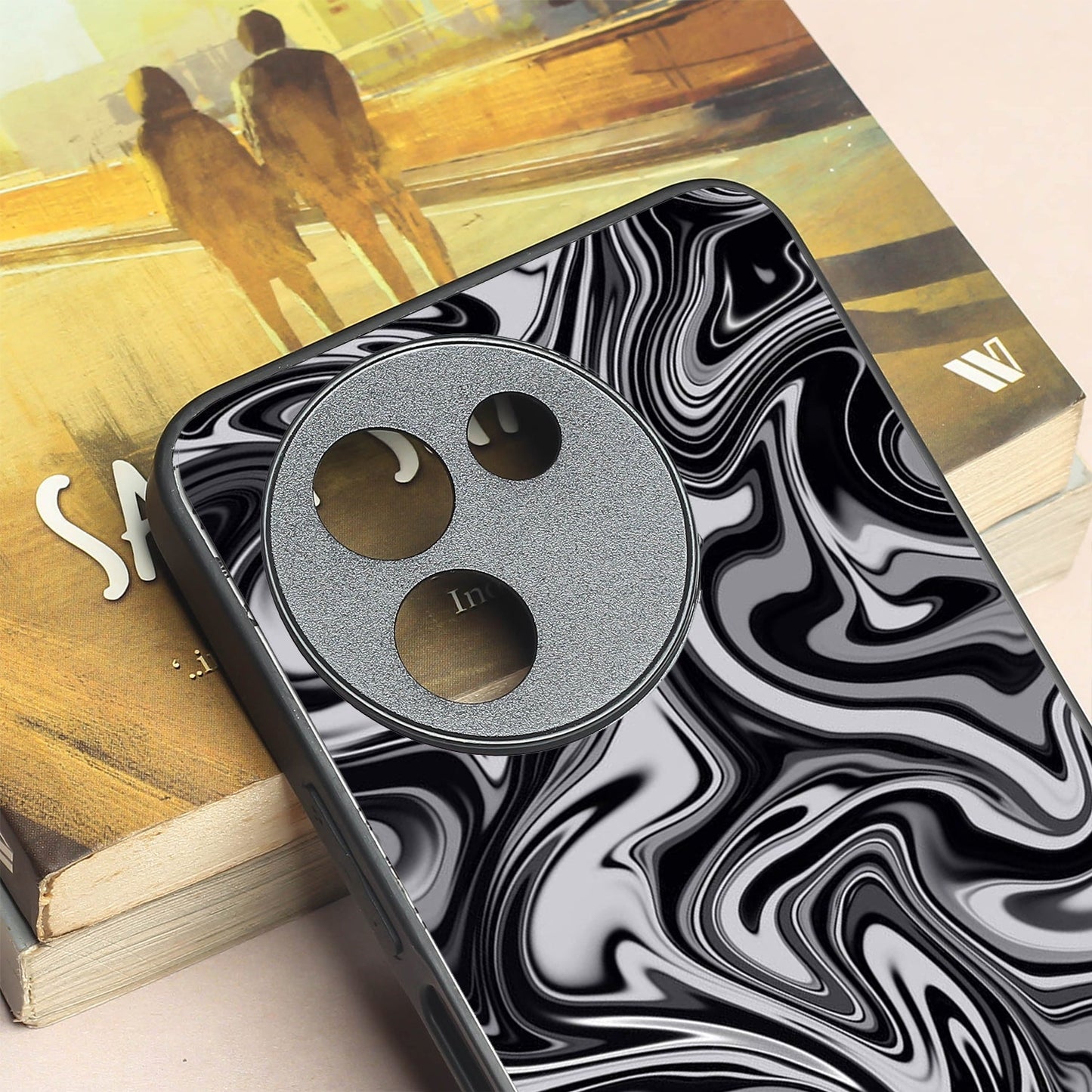Blackout Marble metal back case for Vivo Y58