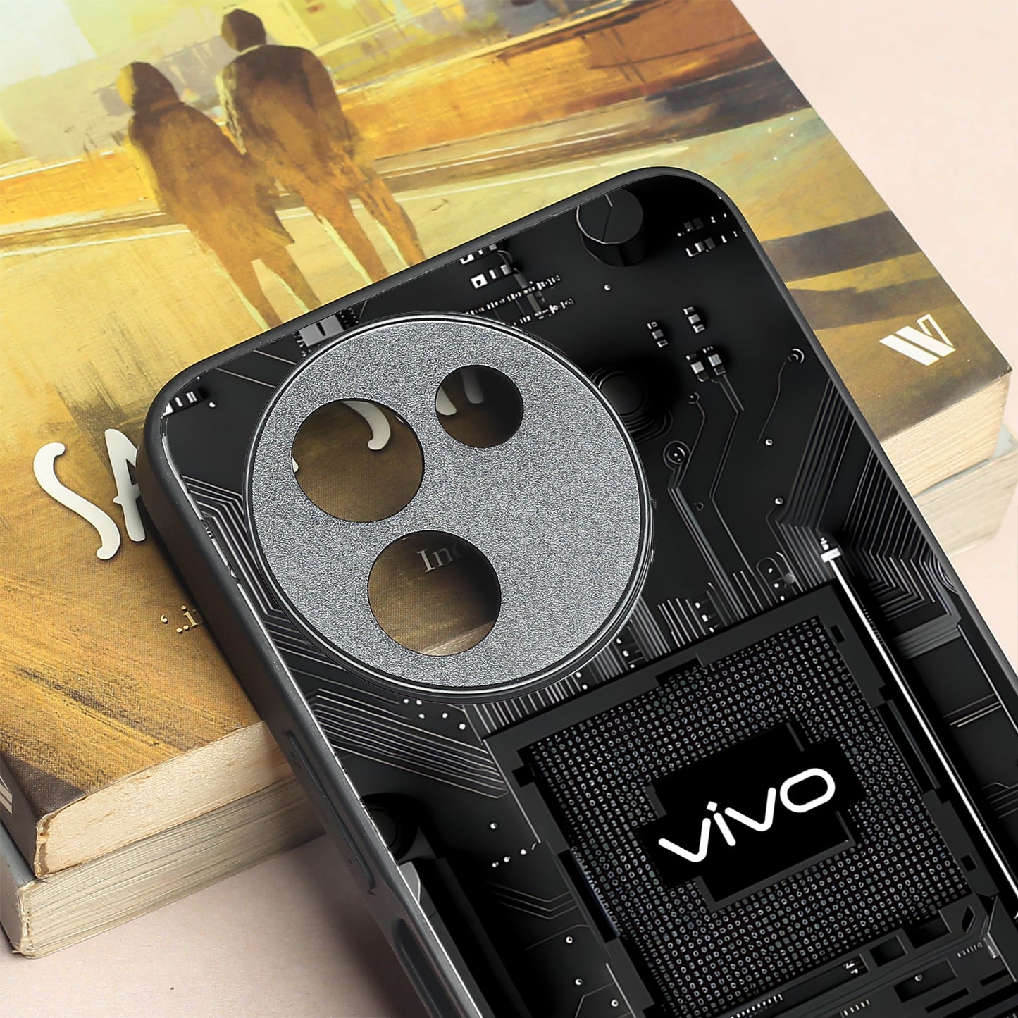 Microchip metal back case for Vivo T3X