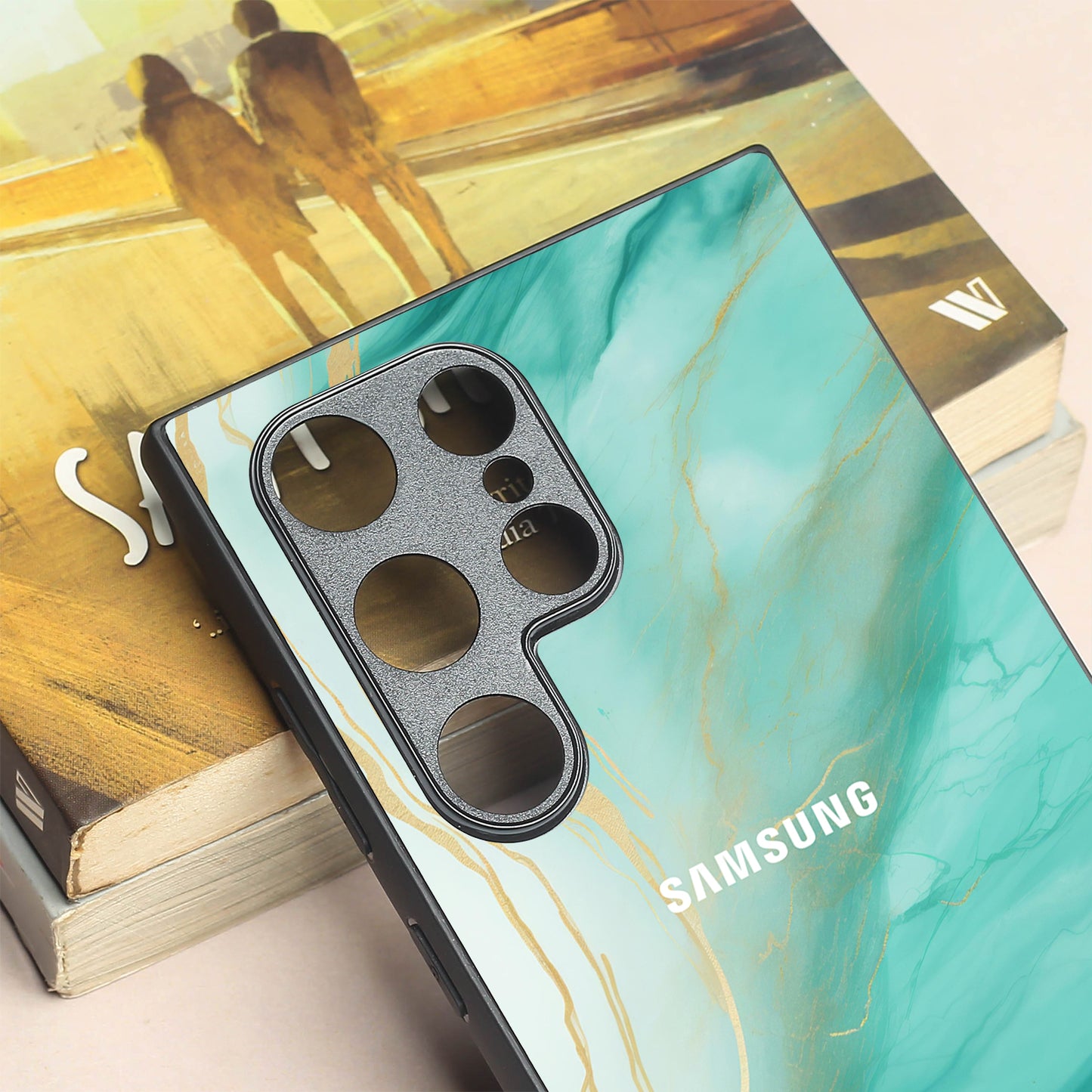 Green Luxe Marble metal back case for Samsung S24 Plus