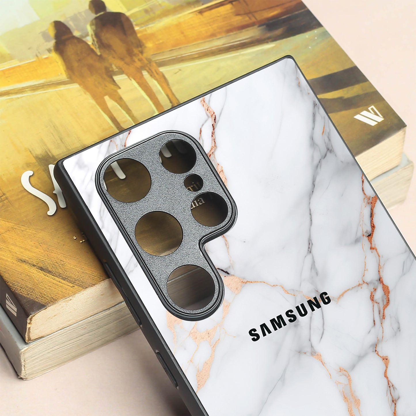 Copper Luxe Marble metal back case for Samsung S24 Plus