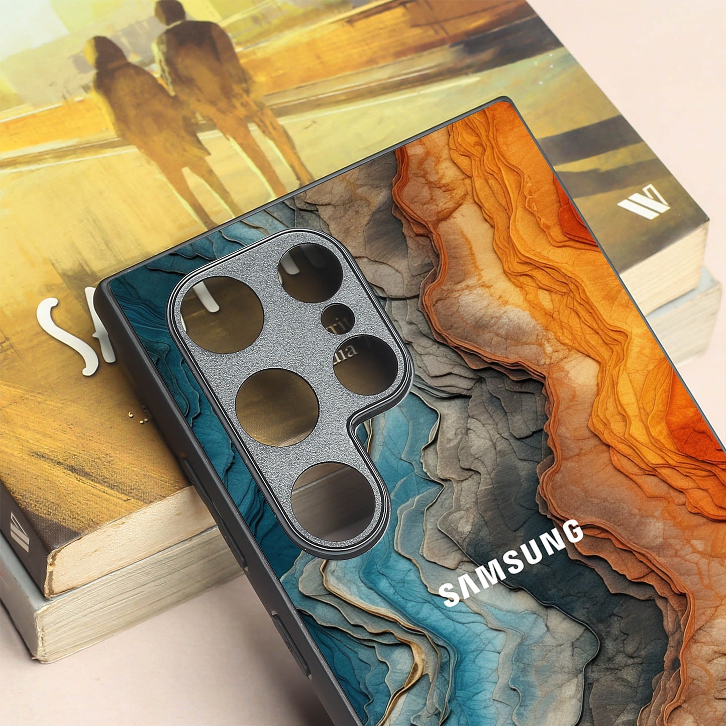 Layered Marble metal back case for Samsung S24 Plus