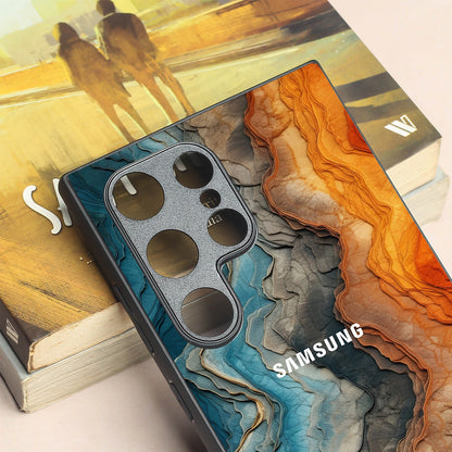 Layered Marble metal back case for Samsung S24 Plus