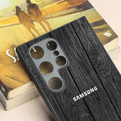 Dark Wood metal back case for Samsung S24 Plus