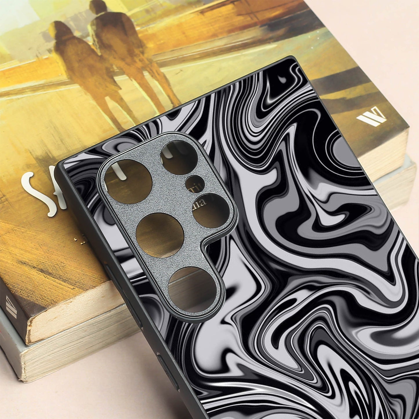 Blackout Marble metal back case for Samsung S24 Plus