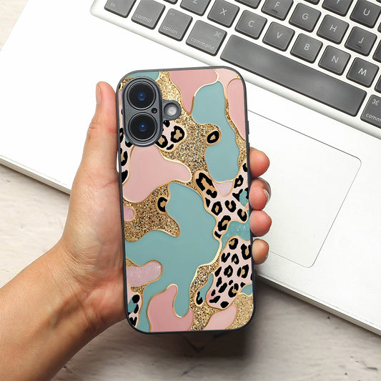 Leopard Luxe metal back case for Apple Iphone 16