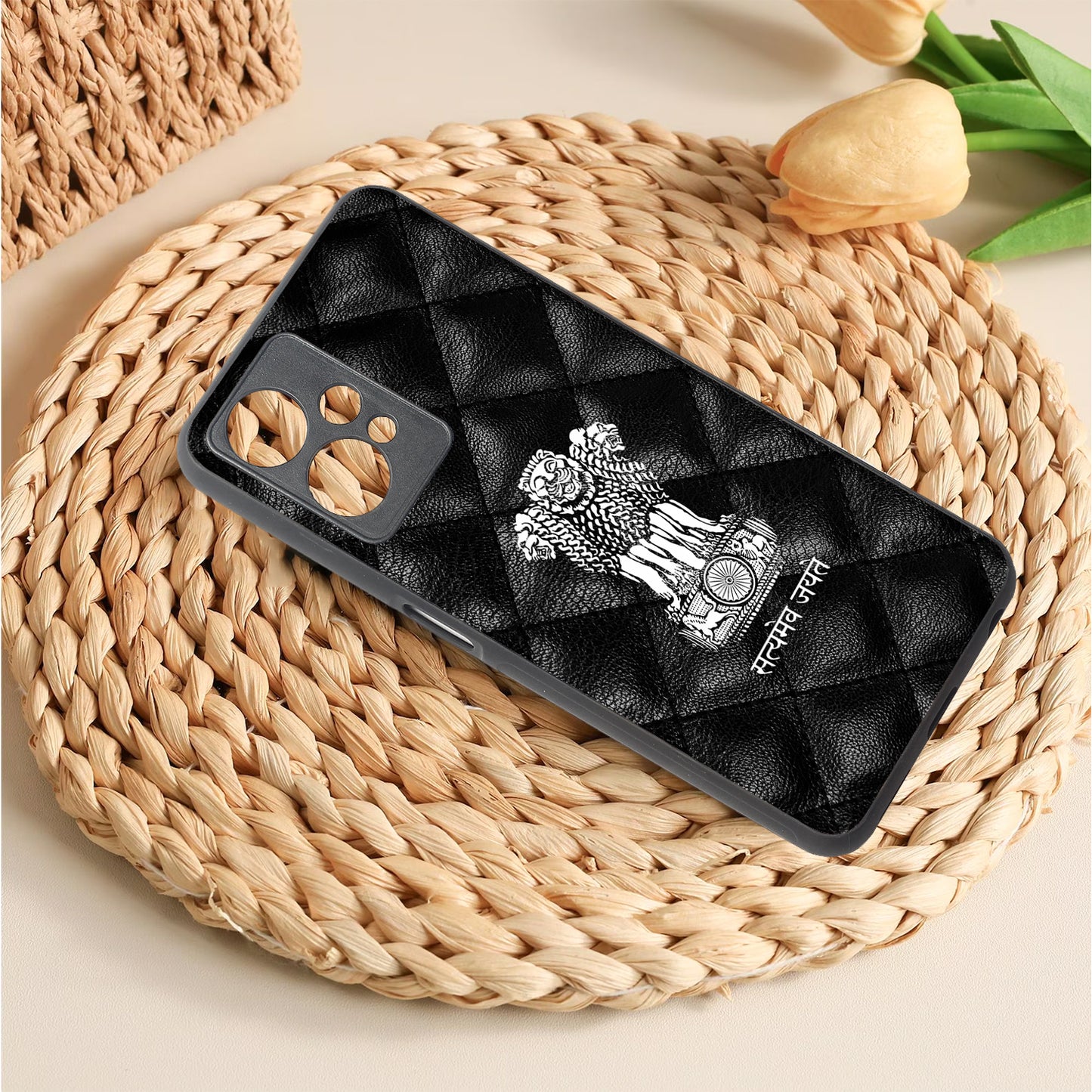 Royal Black Satyamev Jayate metal back case for OnePlus Nord CE 2 Lite